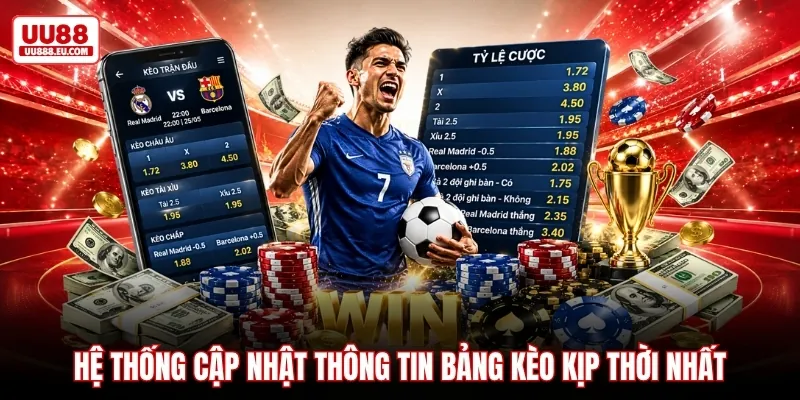Hệ thống cập nhật thông tin bảng kèo kịp thời nhất